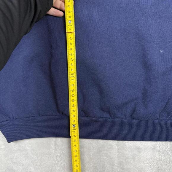 Hanes USA Chenille Patch Crewneck Sweatshirt Navy Vintage Style Size L Retro Y2K - Picture 7 of 8